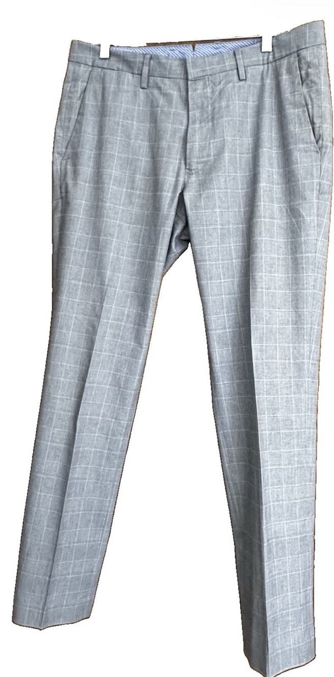 Bonobos Slim Fit Chinos 34x32 Grey Glen Plaid Windowpane Check Stretch Pants EUC